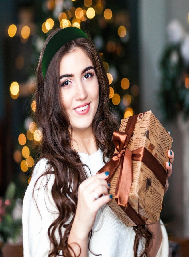 شاناكو أطواق شعر شانكو لعيد الميلاد للنساء البالغات، إكسسوارات شعر، هدايا حفلات عيد الميلاد، قبعات خضراء وحمراء، طوق شعر مخملي عريض مانع للانزلاق، زينة للعطلات، أغطية رأس أنيقة، مستلزمات، هدايا - Image 3